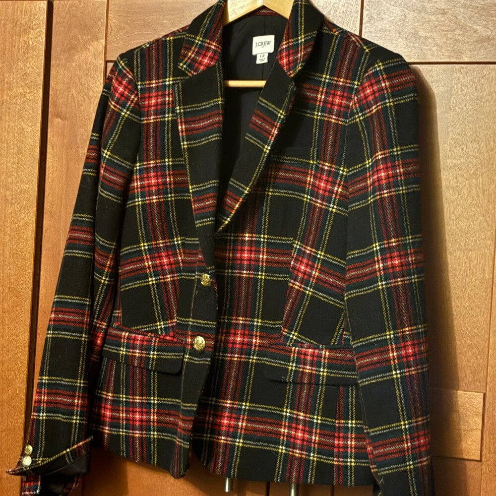 J Crew Blazer Classy Stewart Tartan Plaid Wool-Blend Schoolboy Sz 12 Jacket $258